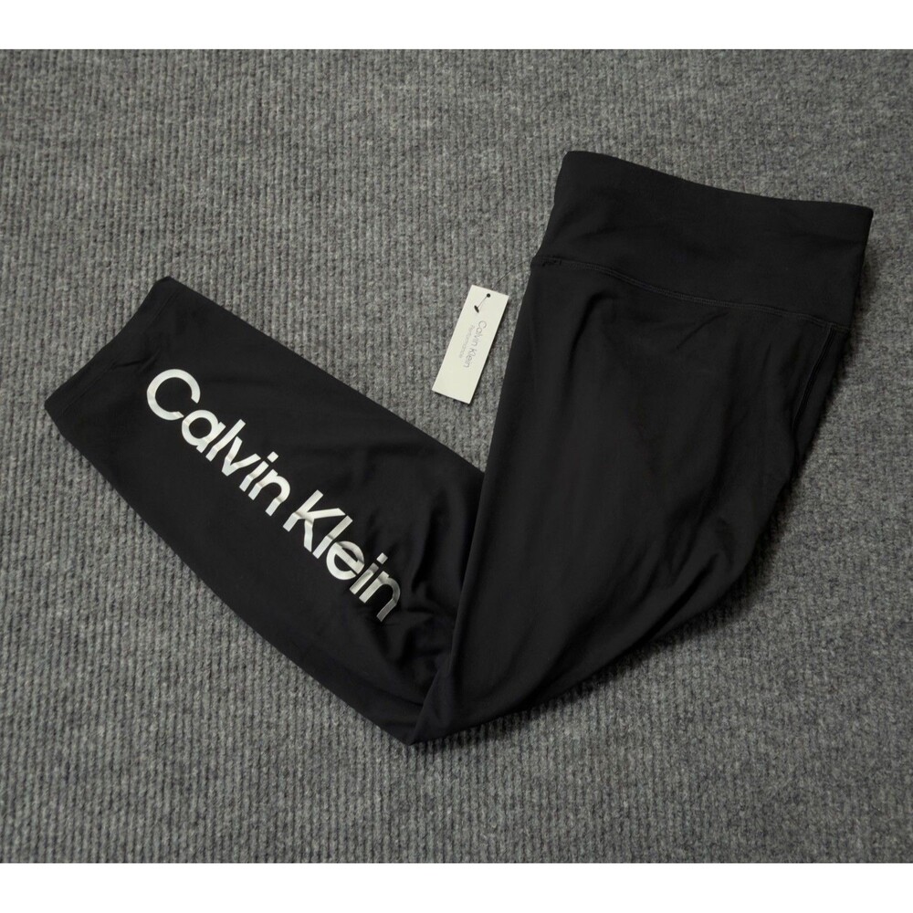 Calvin Klein Performance Womens Plus Size 3X Black Logo Cropped Leggings NEW